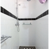 Cashmere ensuite shower twin shower unit feature tile traditional floor tiles